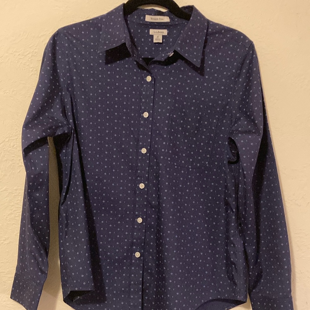 L.L. Bean Medium wrinkle free button up ladies blouse preppy work business girl
